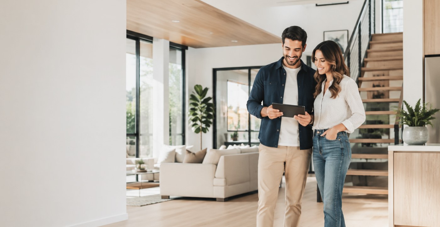 Paar prüft gemeinsam die Finanzierung für das neue Zuhause
